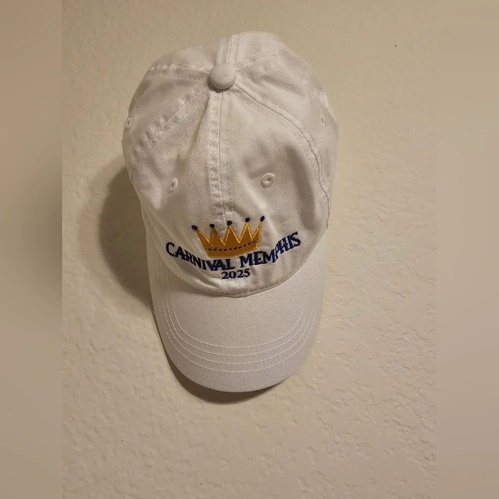 DC White Baseball Cap with Gold Crown Embroidery